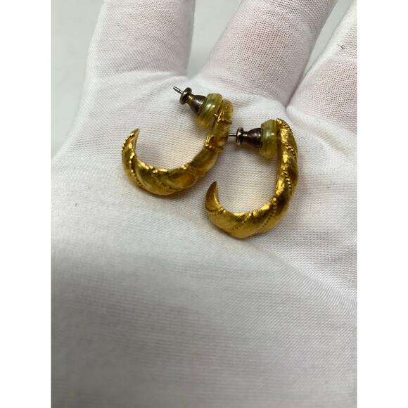 Vintage 1980s Napier Drop Earring Set Gold Tone Metal Pierced Ears - Picture 2 of 6
